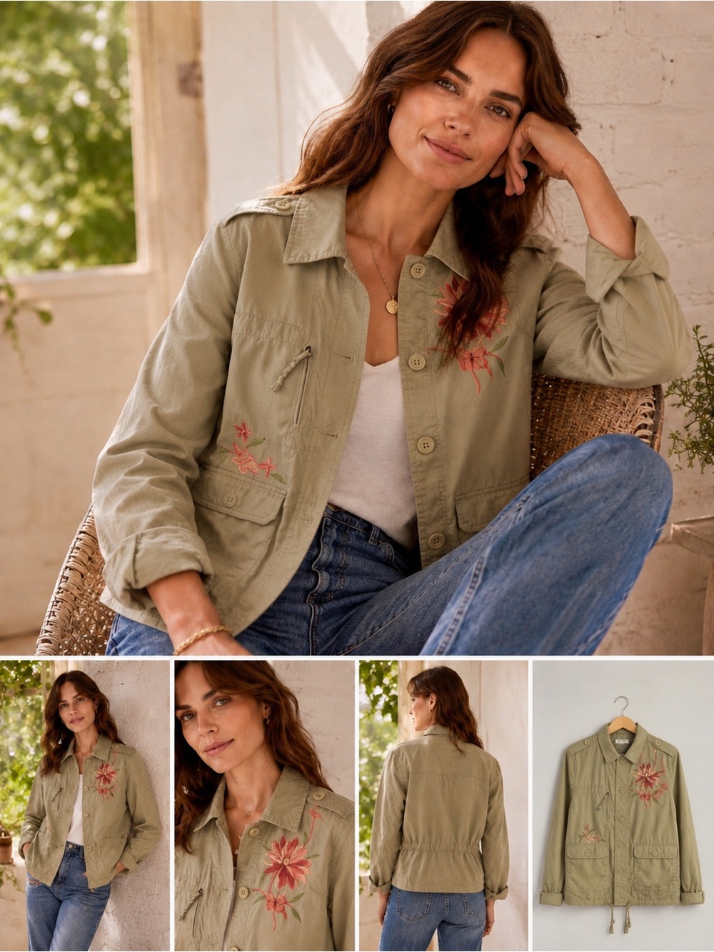 Canvas Utility Jacket Floral embroidered   Orvis Large